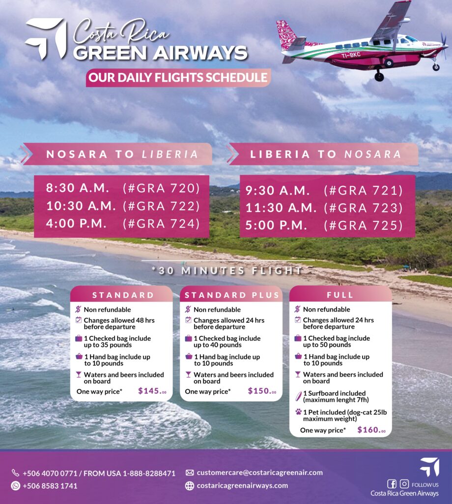Flight Schedule: Liberia (LIR) to Nosara (NOB)
